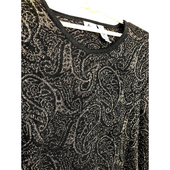 Liz Wear Small Sweater Wool Blend Black Sparkly Goth Holiday Party Y2K - Picture 2 of 16